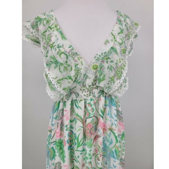 New House of Harlow Patchwork Floral Print V Neck Tiered Maxi Dress🌸 Large NWOT - Picture 6 of 14